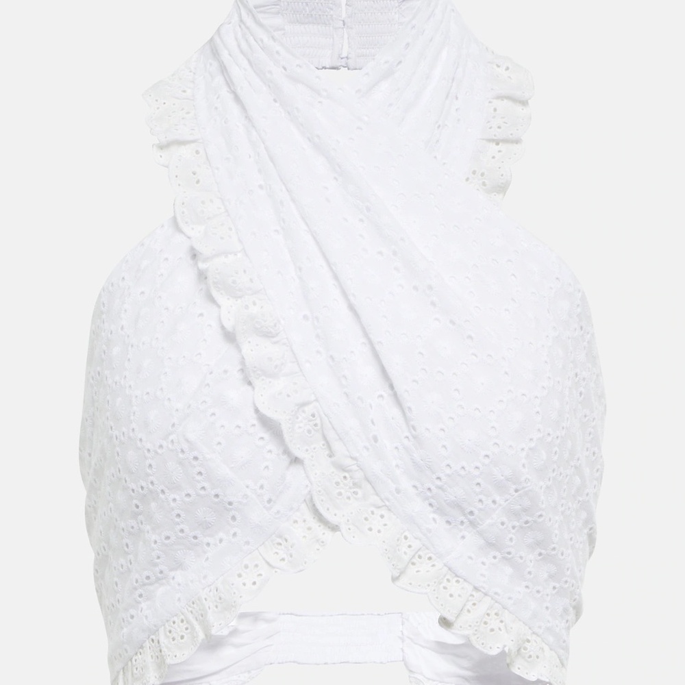 CAROLINE CONSTAS Leanna halterneck cotton crop top